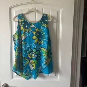 Kaari Blue Woman 2x Sleeveless Blouse Floral Multi-Color